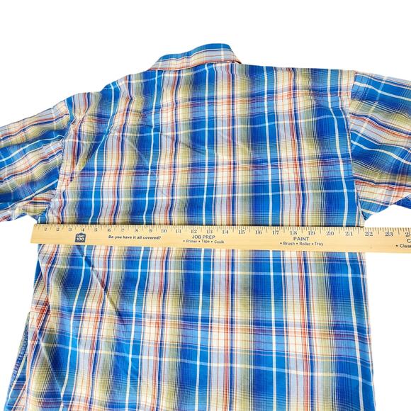 Panhandle Pearl Snap Shirt sz M Men Plaid Blue Red USA Texas Western Cowboy - Picture 6 of 11